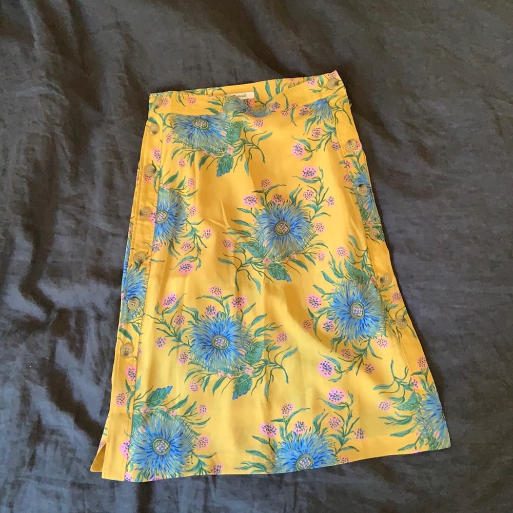 Madewell silk side button midi skirt